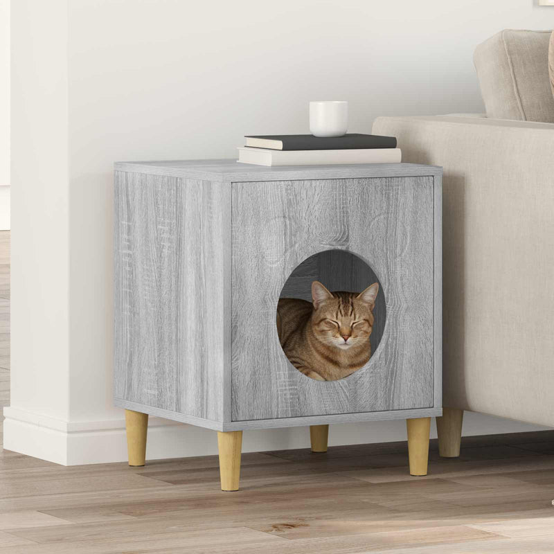 ギャラリービューアに画像をロードする, Vidaxl kattenhuis grijs sonoma 42,5 x 40 x 53 cm bewerkt hout