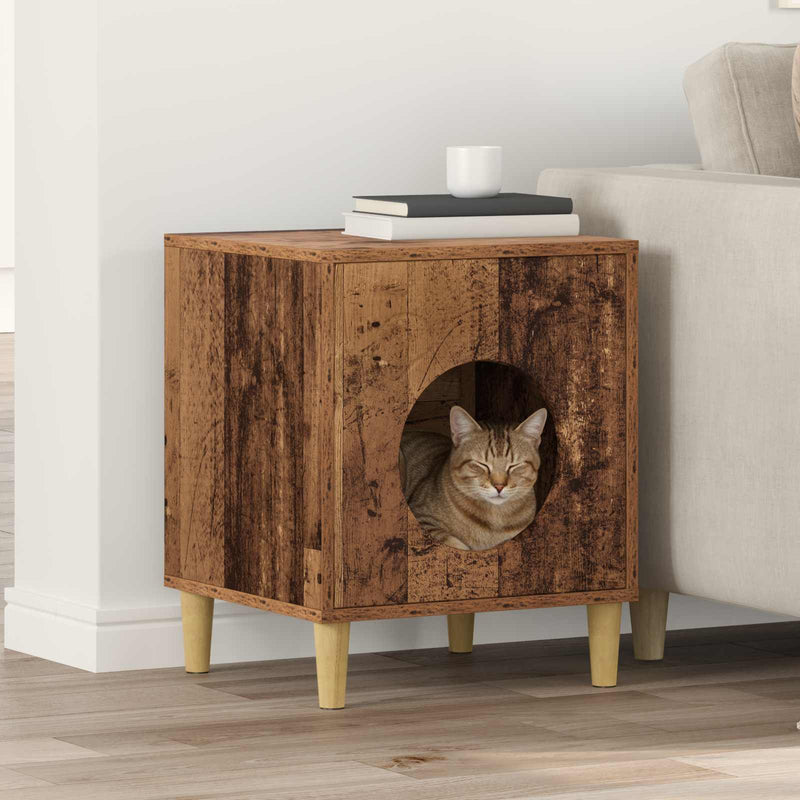 ギャラリービューアに画像をロードする, Vidaxl kattenhuis oudhout 42,5 x 40 x 53 cm bewerkt hout