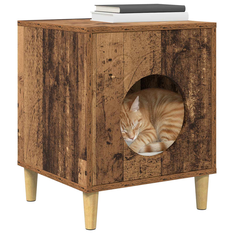 ギャラリービューアに画像をロードする, Vidaxl kattenhuis oudhout 42,5 x 40 x 53 cm bewerkt hout