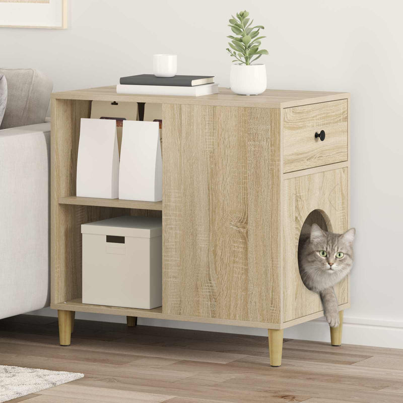 ギャラリービューアに画像をロードする, Vidaxl kattenhuis sonoma 72 x 42,5 x 70 cm bewerkt hout