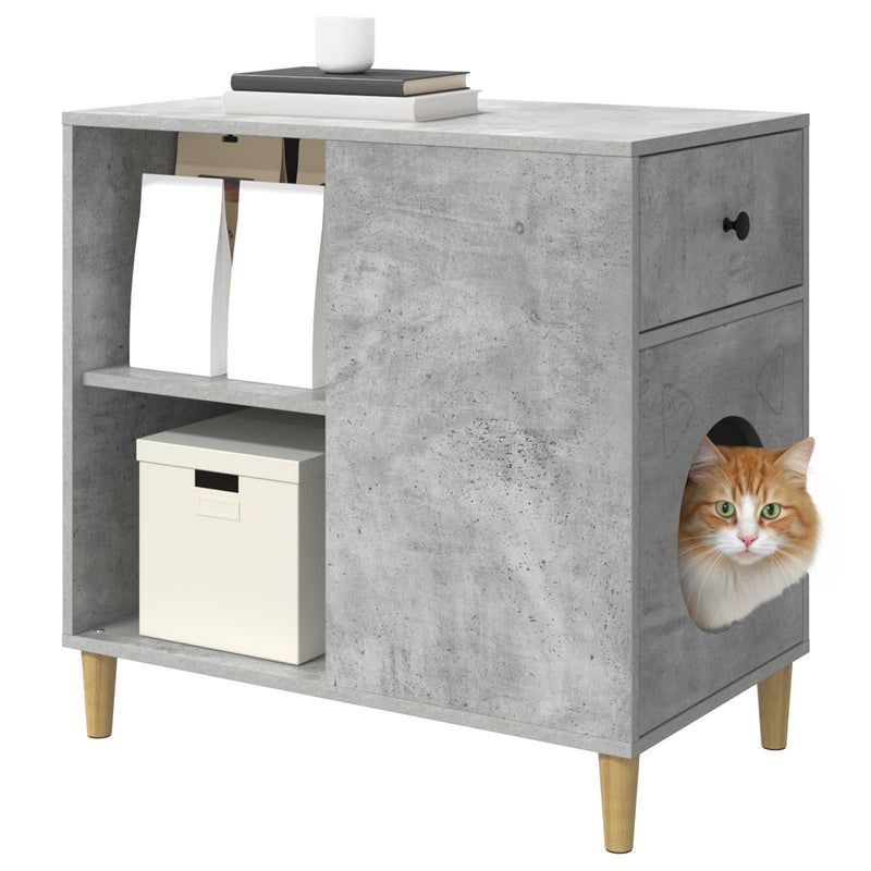 ギャラリービューアに画像をロードする, Vidaxl kattenhuis beton 72 x 42,5 x 70 cm bewerkt hout