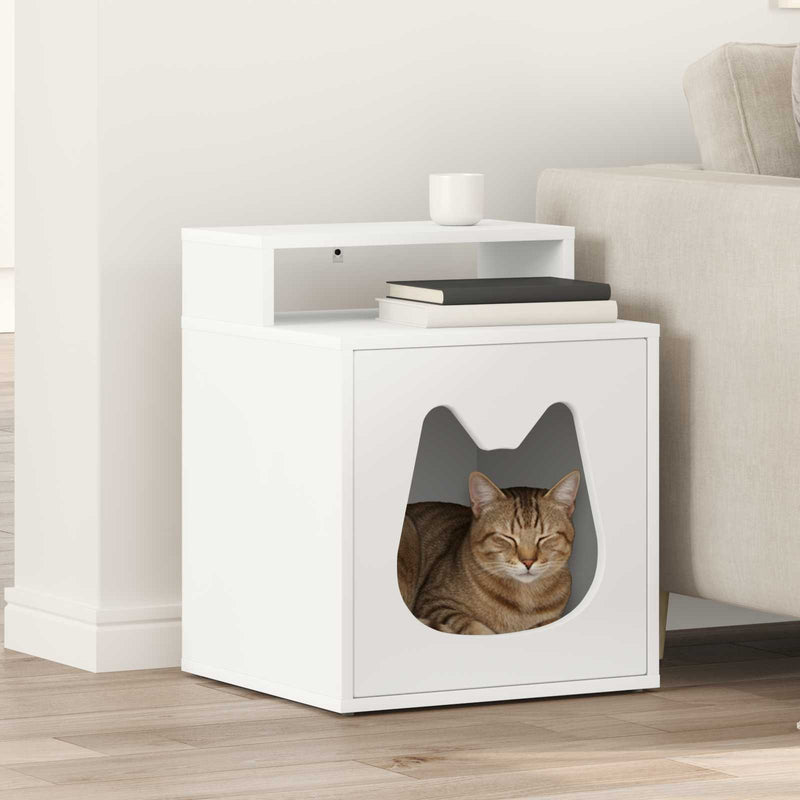 ギャラリービューアに画像をロードする, Vidaxl kattenhuis wit 42,5 x 40 x 53,5 cm bewerkt hout