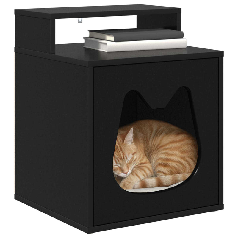 ギャラリービューアに画像をロードする, Vidaxl kattenhuis zwart 42,5 x 40 x 53,5 cm bewerkt hout