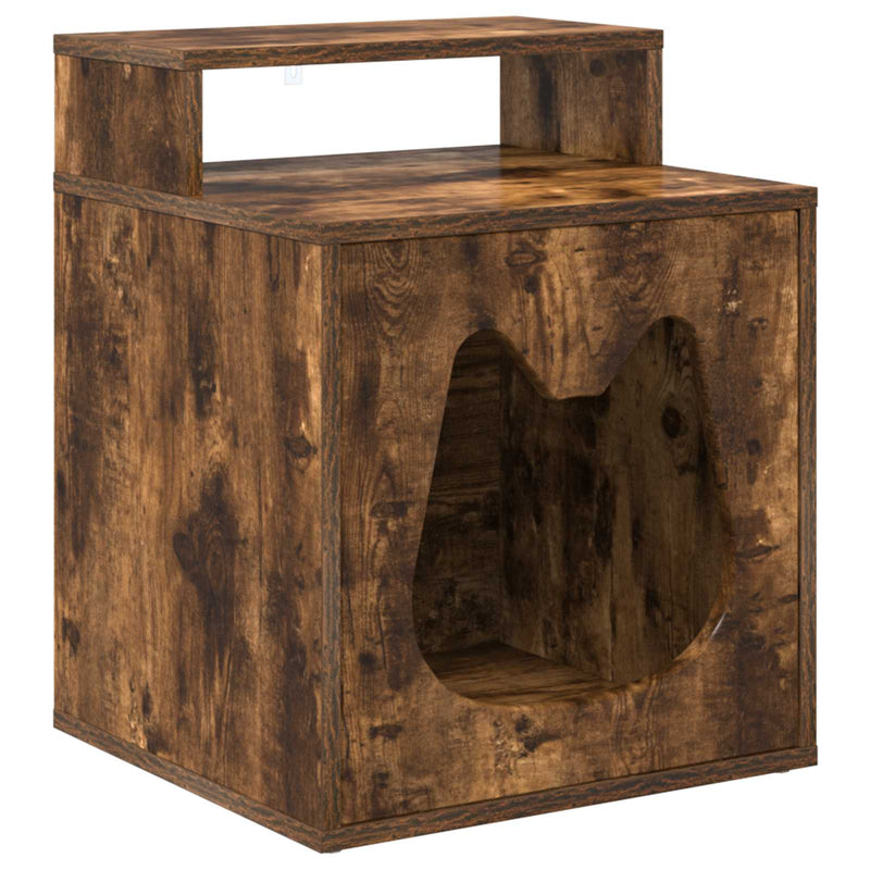 ギャラリービューアに画像をロードする, Vidaxl kattenhuis gerookt eiken 42,5 x 40 x 53,5 cm bewerkt hout