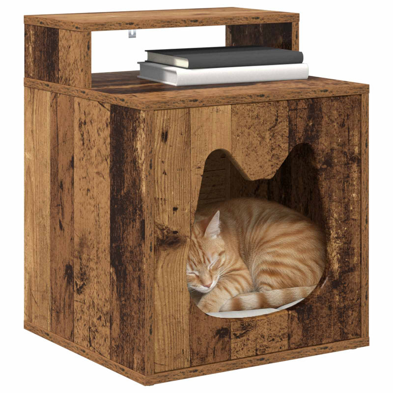 ギャラリービューアに画像をロードする, Vidaxl kattenhuis oudhout 42,5 x 40 x 53,5 cm bewerkt hout