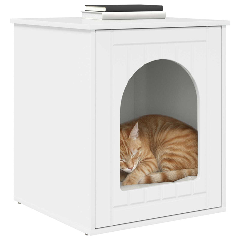 Chargez l'image dans la visionneuse de la galerie, Vidaxl kattenhuis glanzend wit 53 x 52 x 62 cm bewerkt hout