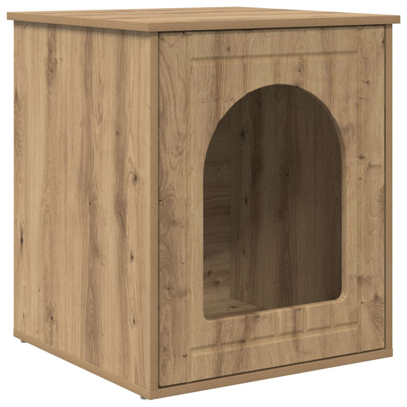 Afbeelding laden in galerijviewer, Vidaxl kattenhuis ambachtelijk eiken 53 x 52 x 62 cm bewerkt hout