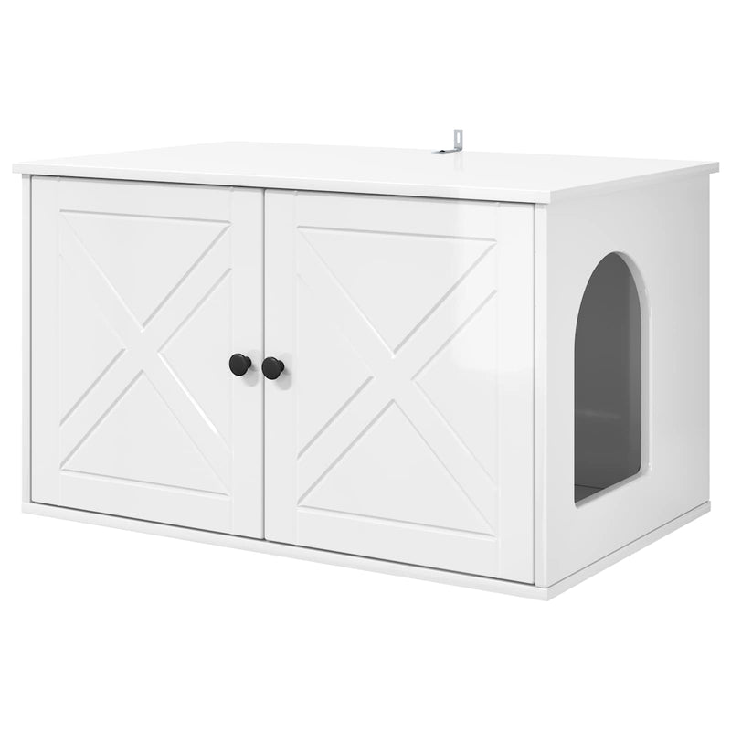 Afbeelding laden in galerijviewer, Vidaxl kattenhuis glanzend wit 85 x 55 x 50 cm bewerkt hout