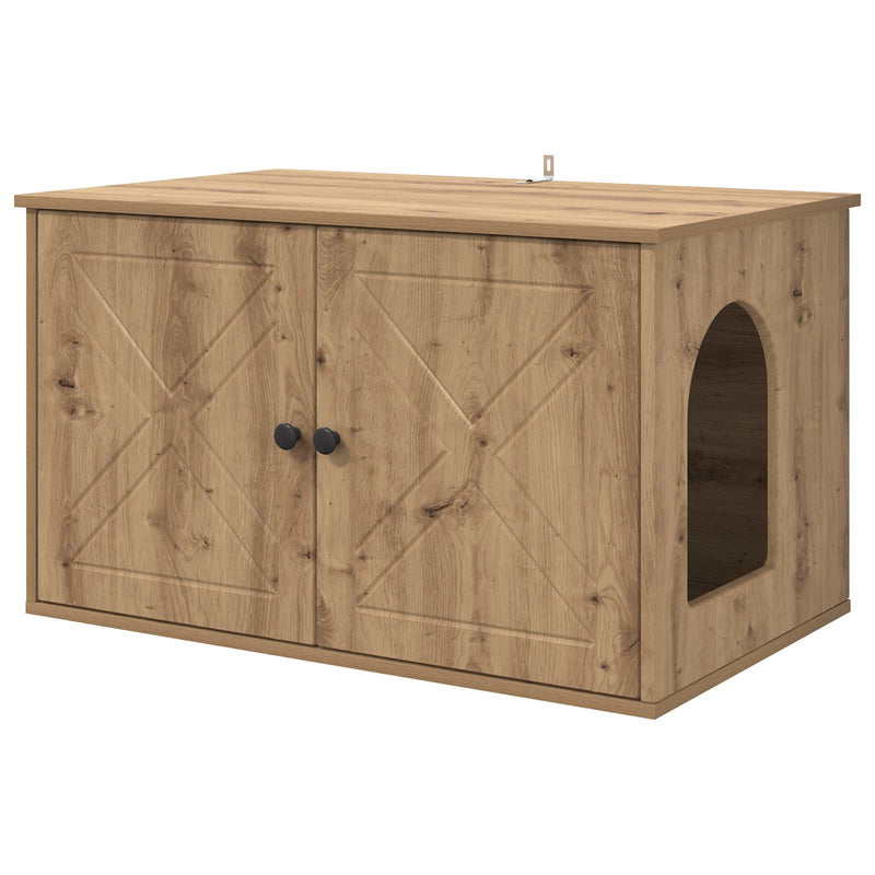 Afbeelding laden in galerijviewer, Vidaxl kattenhuis ambachtelijk eiken 85 x 55 x 50 cm bewerkt hout
