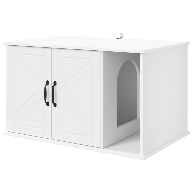 Afbeelding laden in galerijviewer, Vidaxl kattenhuis wit 85 x 55 x 50 cm bewerkt hout