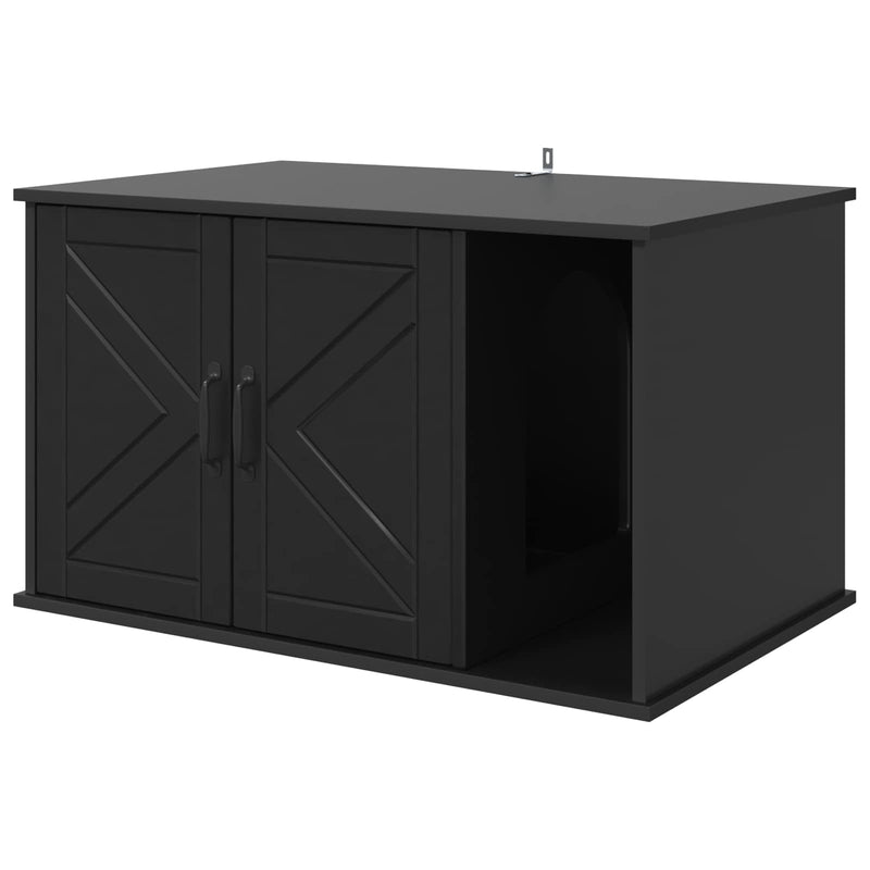 Afbeelding laden in galerijviewer, Vidaxl kattenhuis zwart 85 x 55 x 50 cm bewerkt hout