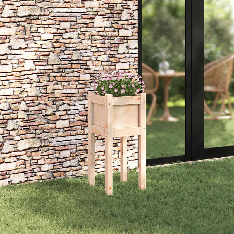 Afbeelding laden in galerijviewer, Vidaxl tuin bloempot natuur 31 x 31 x 70 cm massief grenenhout