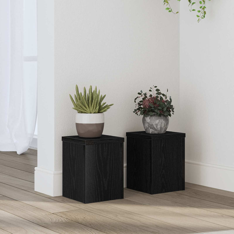 Afbeelding laden in galerijviewer, Vidaxl plantenstandaard 2 pcs zwart eiken 15 x 15 x 20 cm bewerkt hout