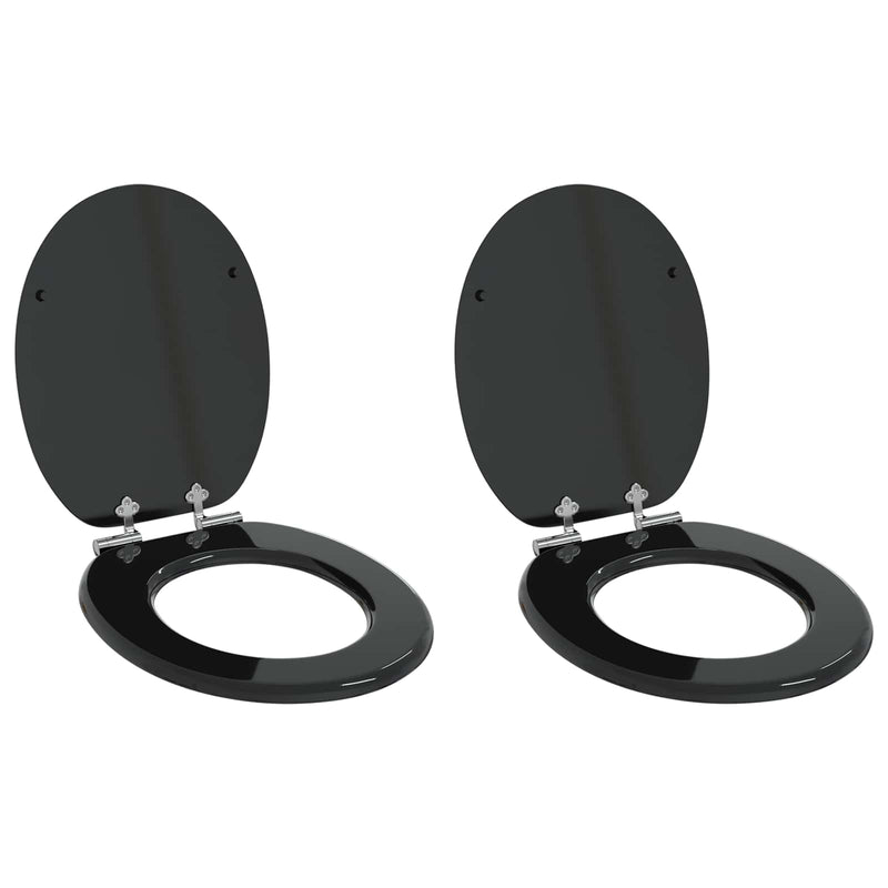 Afbeelding laden in galerijviewer, Vidaxl zachte sluit toiletbril 2 pcs zwart 44 x 38 cm mdf-plaat
