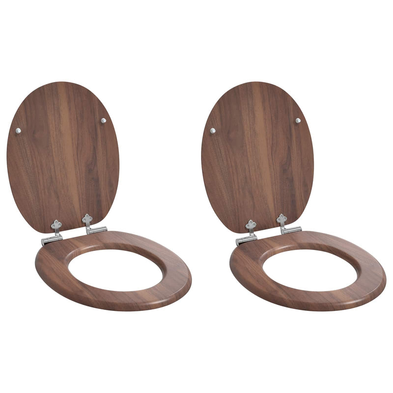 Afbeelding laden in galerijviewer, Vidaxl zachte sluit toiletbril 2 pcs bruin 44 x 38 cm mdf-plaat