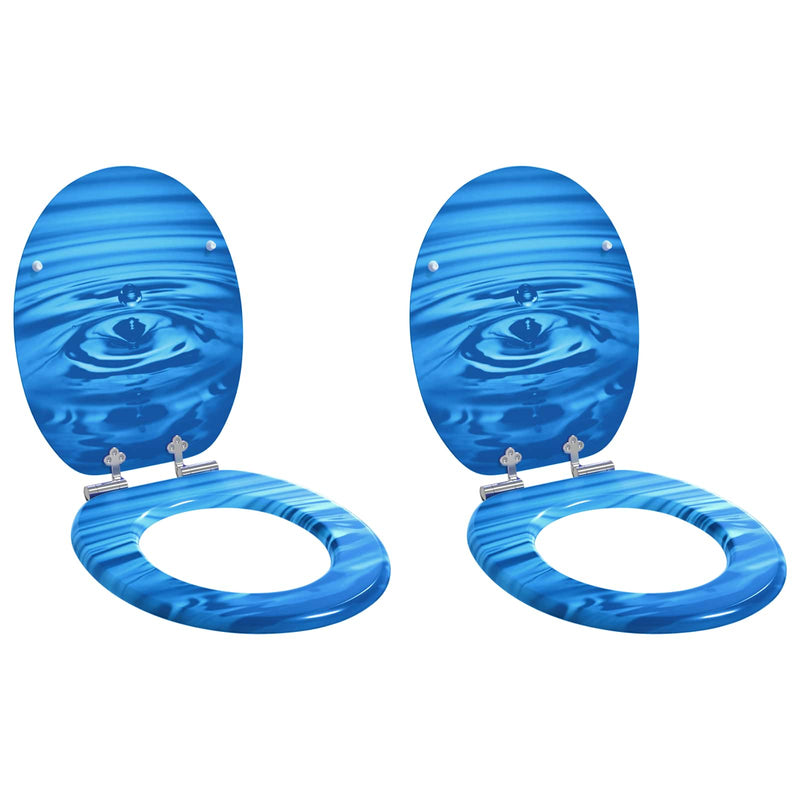 ギャラリービューアに画像をロードする, Vidaxl zachte sluit toiletbril 2 pcs blauwe druppel 44 x 38 cm