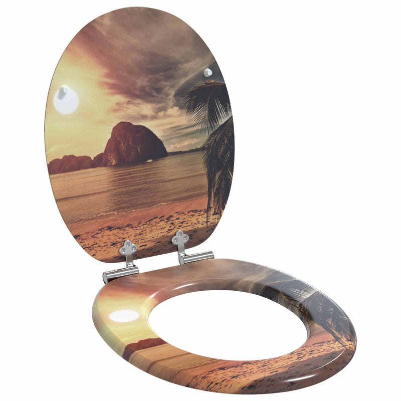 Afbeelding laden in galerijviewer, Vidaxl zachte sluit toiletbril 2 pcs oranje 44 x 38 cm mdf-plaat