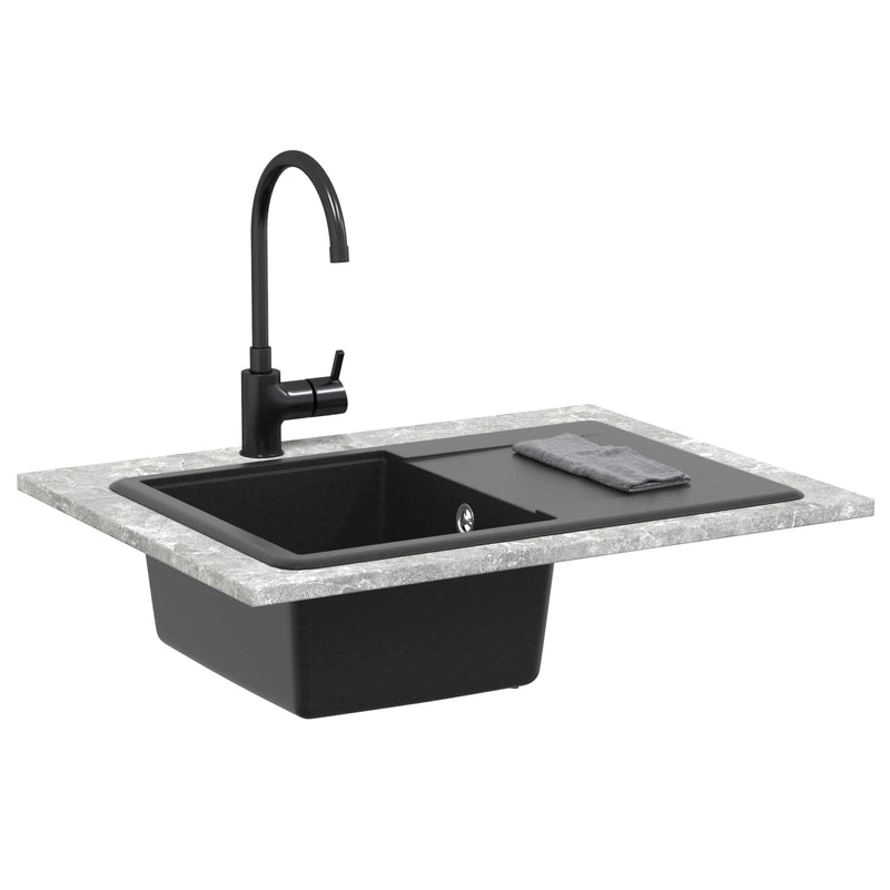 ギャラリービューアに画像をロードする, Vidaxl wasbak zwart 670 x 460 mm graniet