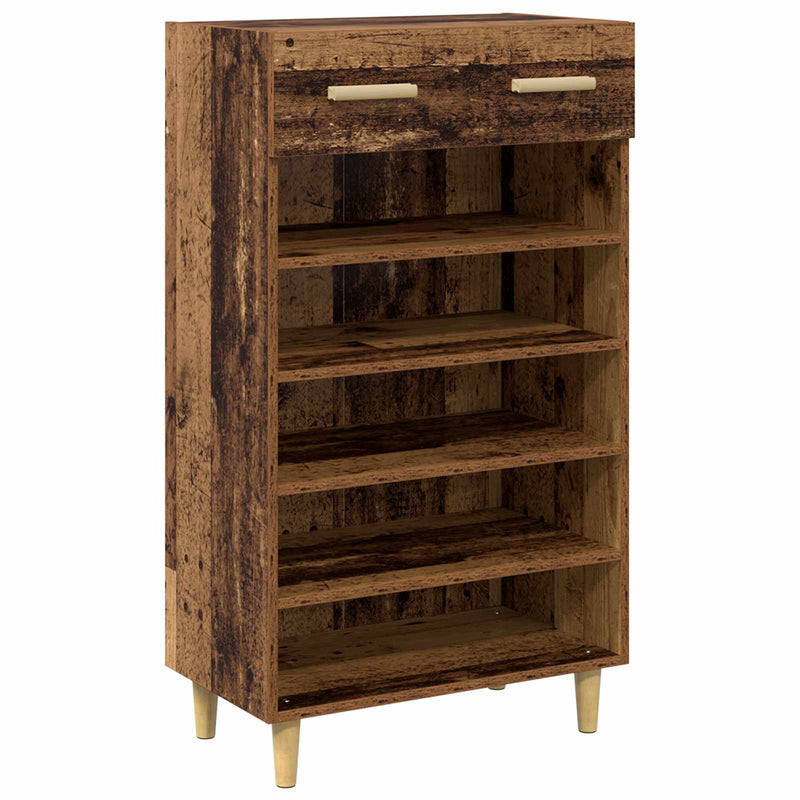Afbeelding laden in galerijviewer, Vidaxl schoenenkast met lade oudhout 60 x 35 x 105 cm bewerkt hout