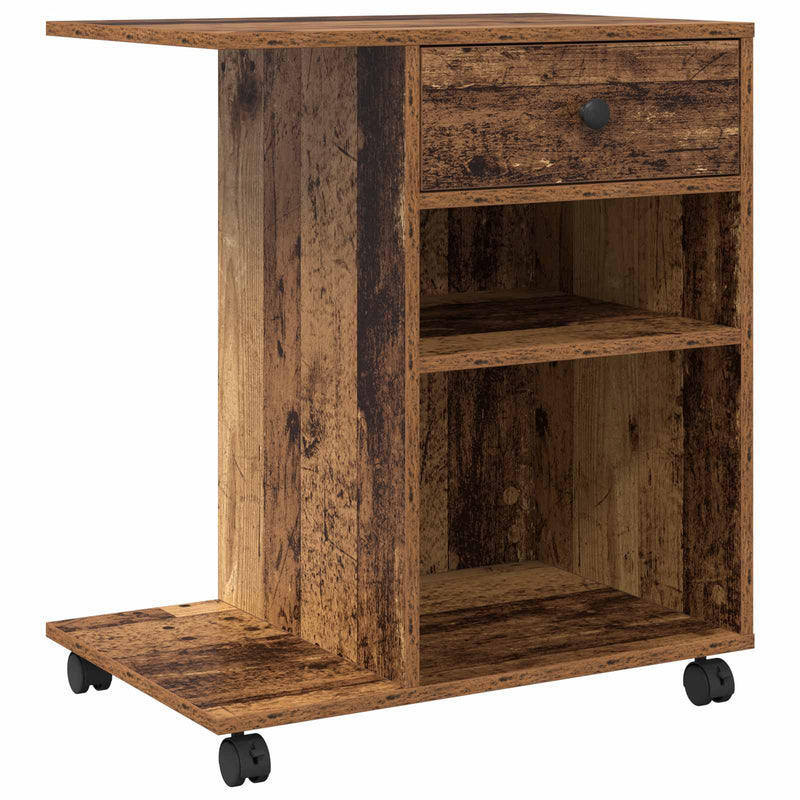 ギャラリービューアに画像をロードする, Vidaxl printerstand met lade oudhout 60 x 40 x 68.5 cm bewerkt hout