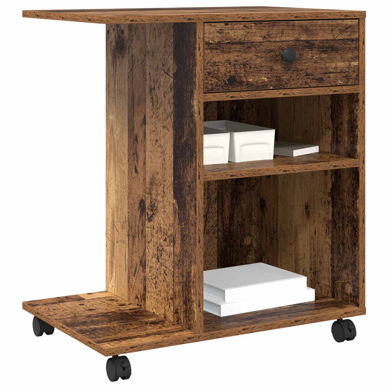 ギャラリービューアに画像をロードする, Vidaxl printerstand met lade oudhout 60 x 40 x 68.5 cm bewerkt hout