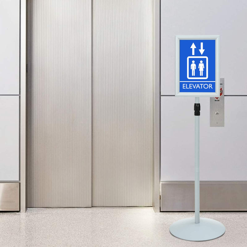 Afbeelding laden in galerijviewer, Vidaxl pedestal posterstand zilver 33 x 33 x 123 cm pvc en staal