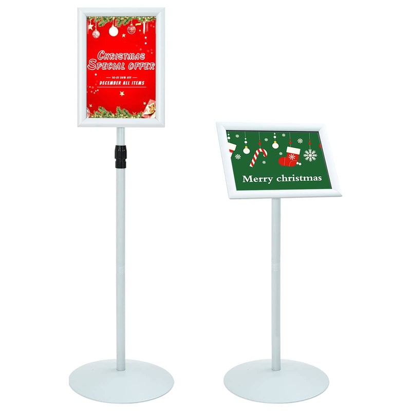 Afbeelding laden in galerijviewer, Vidaxl pedestal posterstand zilver 33 x 33 x 123 cm pvc en staal