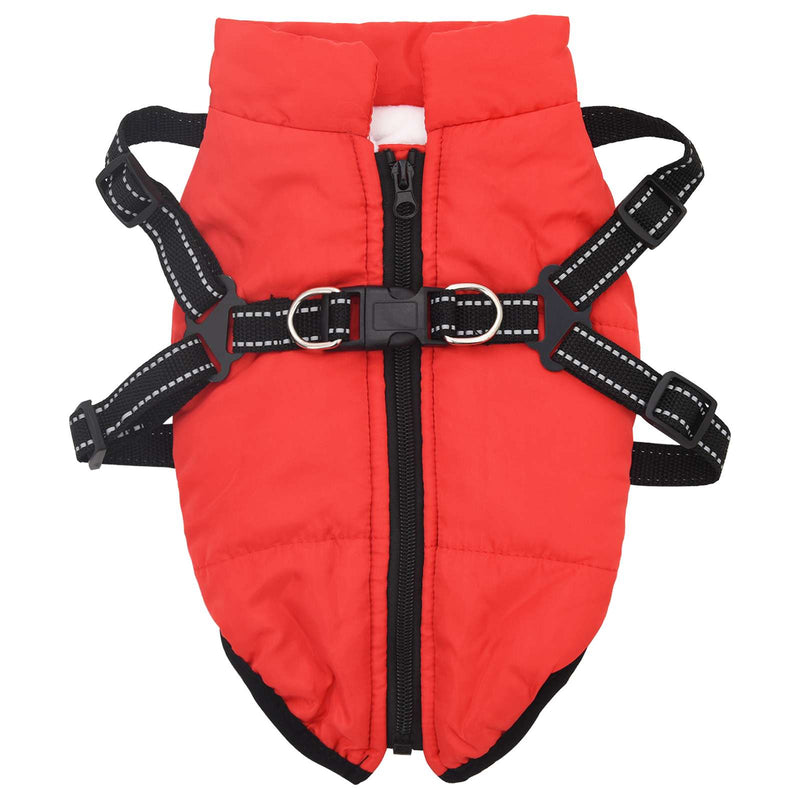 Afbeelding laden in galerijviewer, Vidaxl hondenjas met harnas rood l fleece en polyester