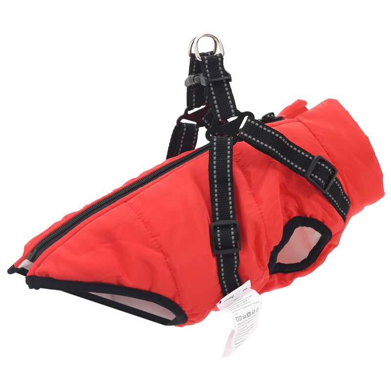 Afbeelding laden in galerijviewer, Vidaxl hondenjas met harnas rood xl fleece en polyester