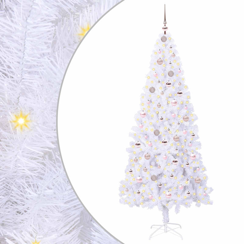 Afbeelding laden in galerijviewer, Vidaxl kunstkerstboom met 300 led wit 210 cm pvc en staal