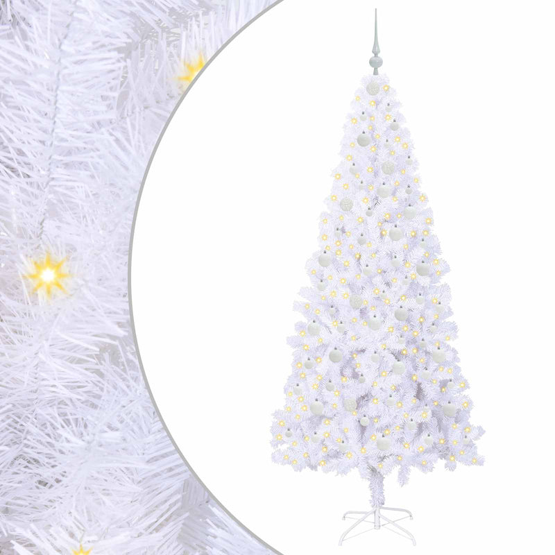 Afbeelding laden in galerijviewer, Vidaxl kunstkerstboom met 300 led wit 210 cm pvc en staal