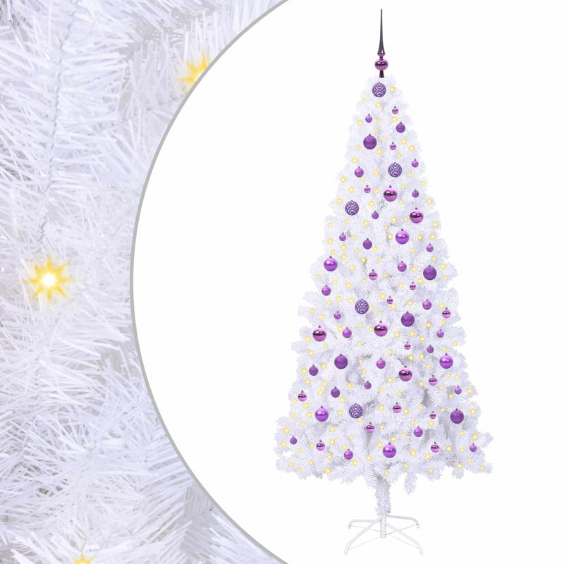 Afbeelding laden in galerijviewer, Vidaxl kunstkerstboom met 300 led wit 210 cm pvc en staal