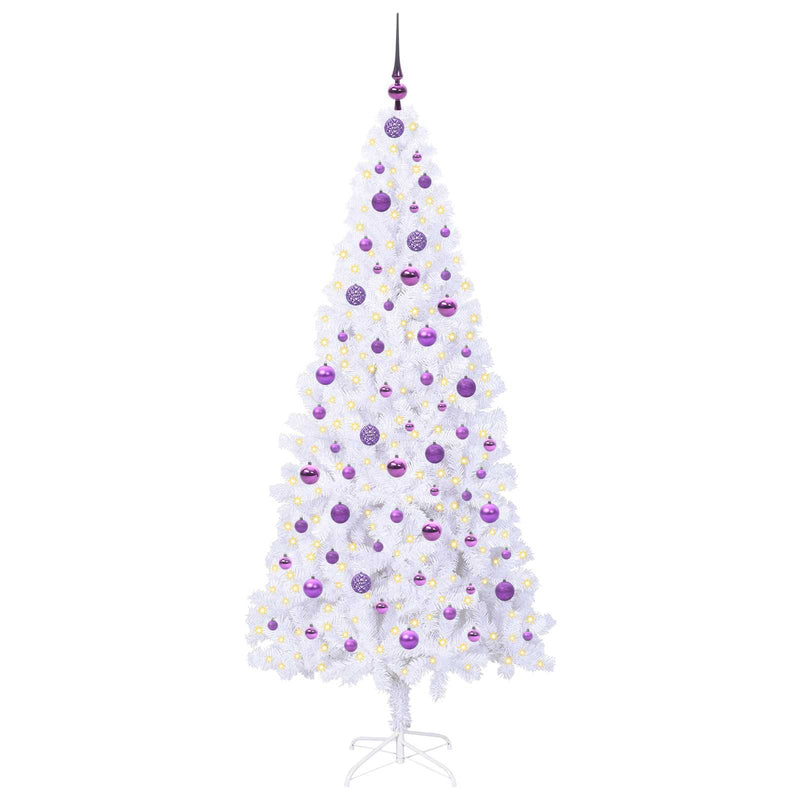 Afbeelding laden in galerijviewer, Vidaxl kunstkerstboom met 300 led wit 210 cm pvc en staal