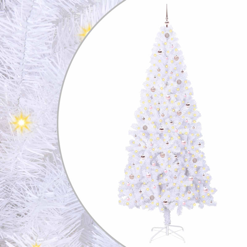 Afbeelding laden in galerijviewer, Vidaxl kunstkerstboom met 300 led wit 240 cm pvc en staal