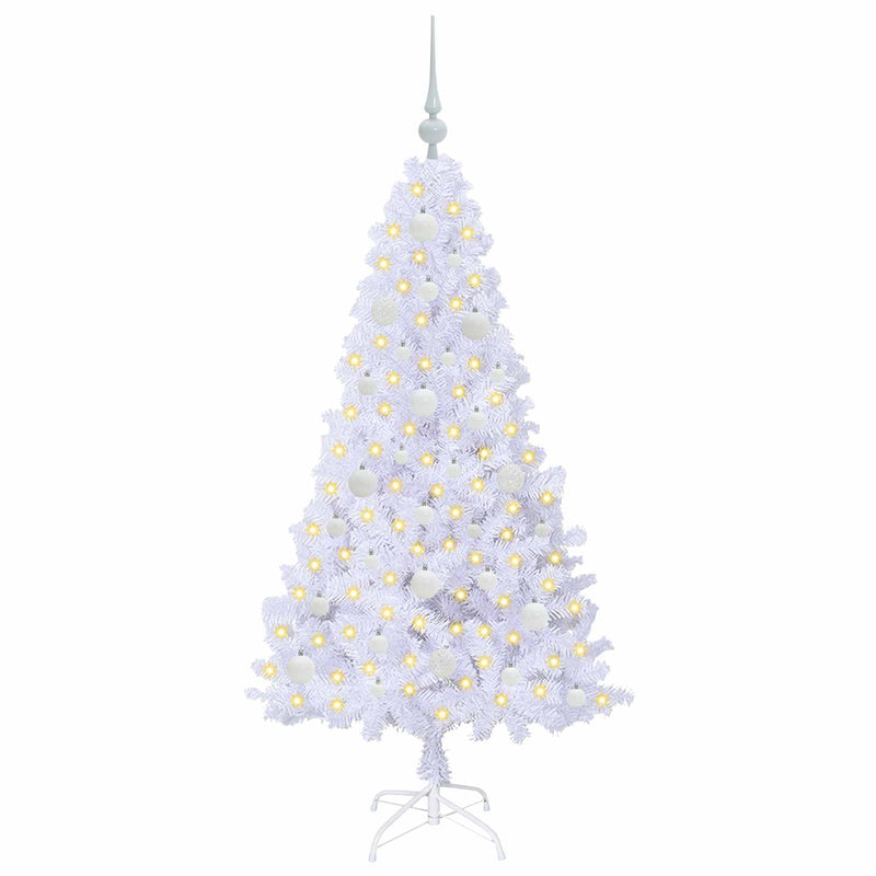 Afbeelding laden in galerijviewer, Vidaxl kunstkerstboom met 150 led wit 150 cm pvc en staal