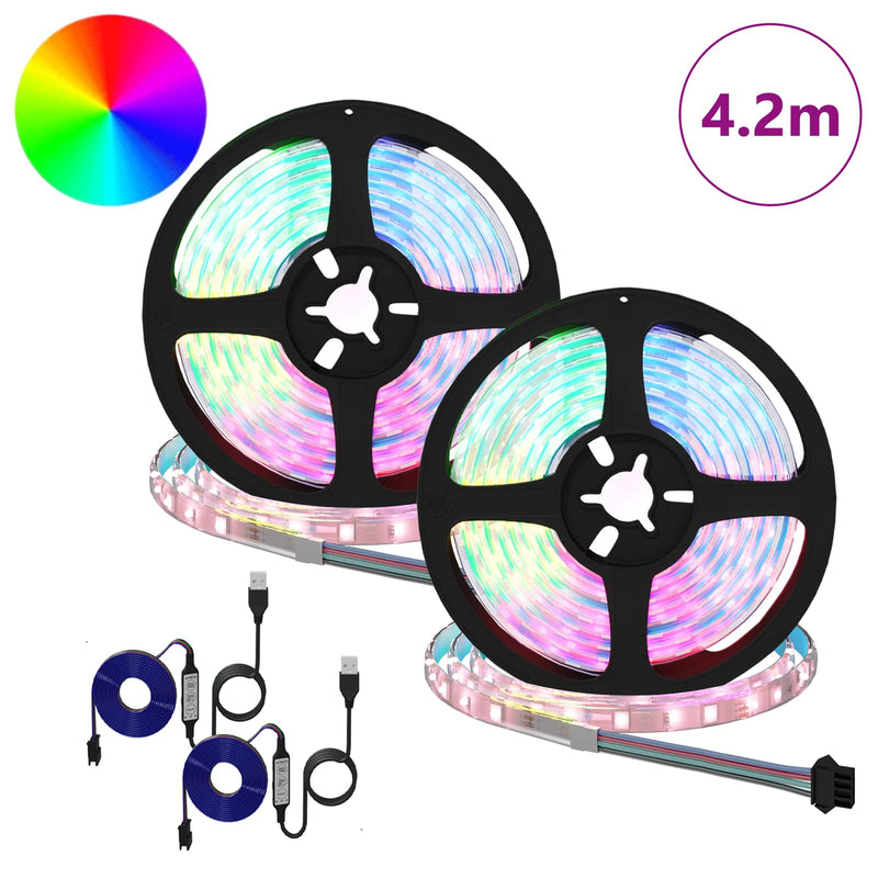 Afbeelding laden in galerijviewer, Vidaxl led-strip 2 pcs zwart en transparant 210 x 0,8 x 0,3 cm