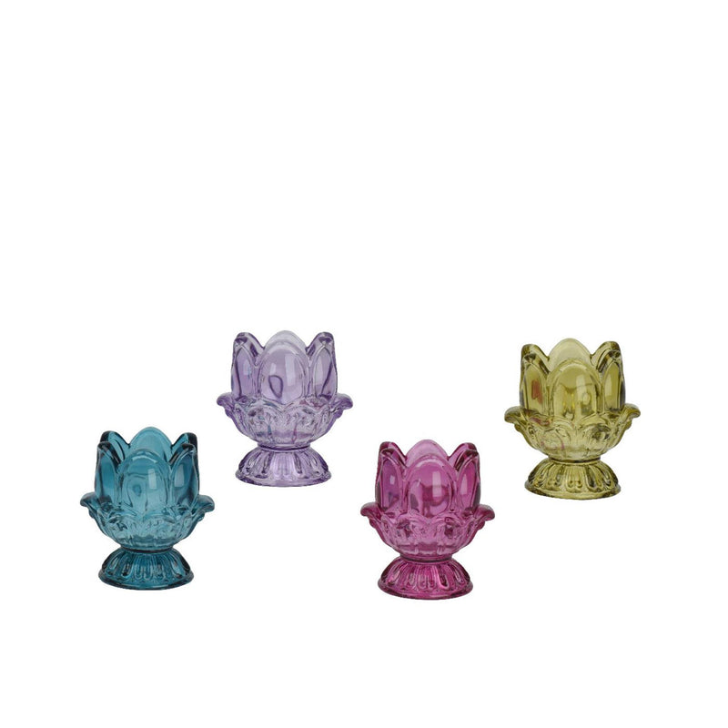 Laden Sie das Bild in Galerie -Viewer, Decoris theelichthouder tulp glas ã˜7,7xh8,3cm 4 assorti