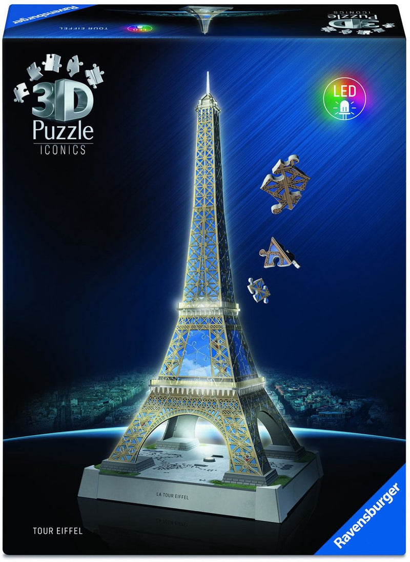 Laden Sie das Bild in Galerie -Viewer, Ravensburger 3d puzzel iconics eiffeltoren - met licht - 243st.