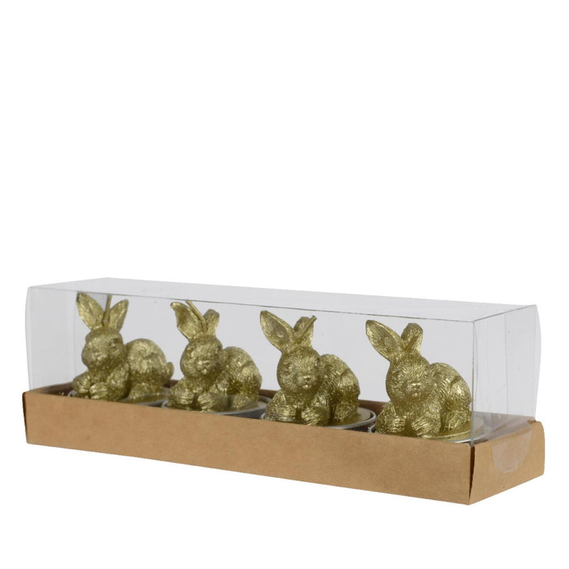 Chargez l'image dans la visionneuse de la galerie, Decoris theelicht konijn set a 4 paraffine ã˜3.8cm x h.6cm goud