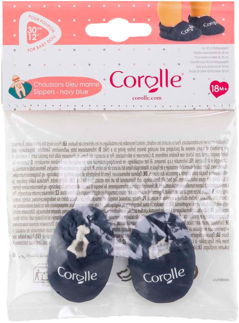 Chargez l'image dans la visionneuse de la galerie, Corolle babypop slippers marineblauw - poppenkleding 30cm.