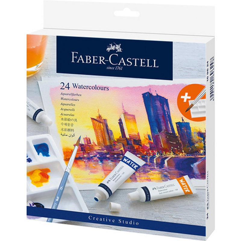Load image into Gallery viewer, Faber castell fc-169624 aquarelverf 24 tubes + mengpalet en penseel