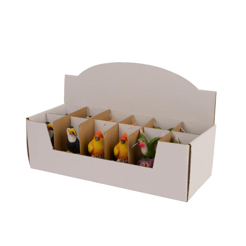 Afbeelding laden in galerijviewer, Decoris figuur vogel op rots sensor polyresin 7x6x11cm 3 assorti