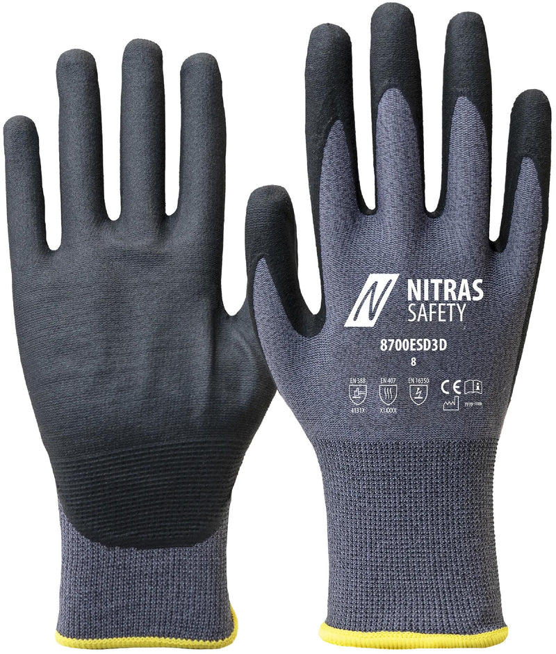 Load image into Gallery viewer, Nitras safety feinstrickhandschuh 8700esd3d glove gray size 7 nitras