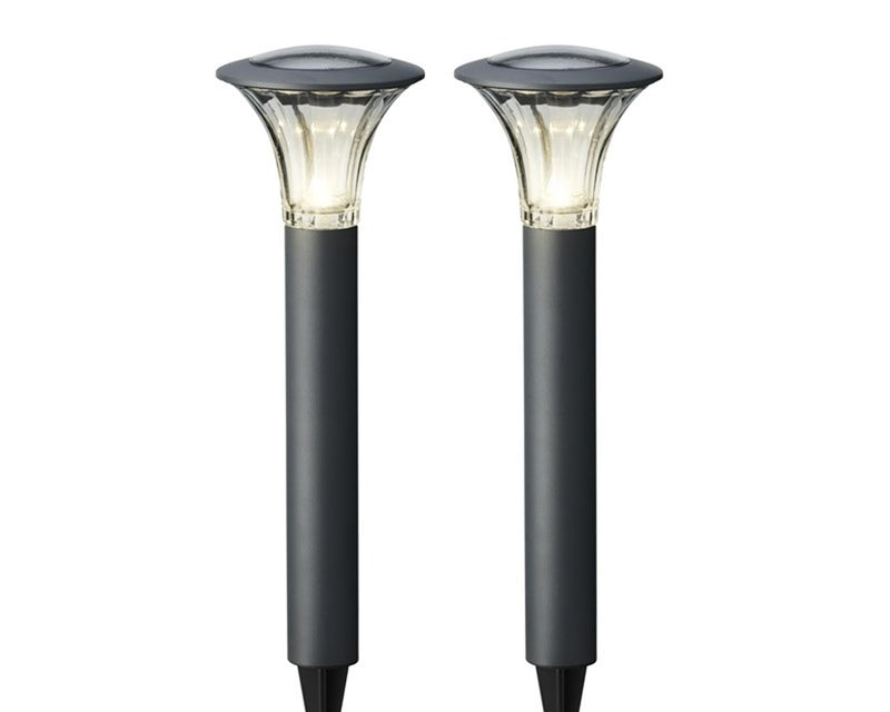Afbeelding laden in galerijviewer, Lumineo led solar tuinsteker set a 2st. 49x17cm warmwit