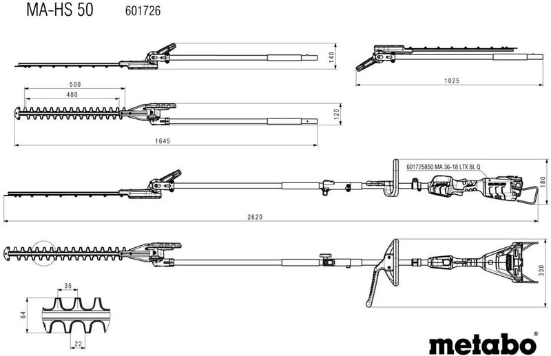 Load image into Gallery viewer, Metabo geräteaufsatz ma hedge trimmers attachment ma-hs 50