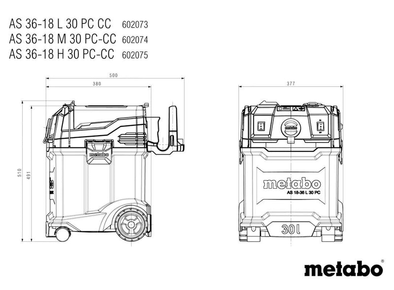 Load image into Gallery viewer, Metabo nass- trockensauger as 36-18 l 30 pc-cc battery vacuum cleaner me as 36-18 l30 pc-cc