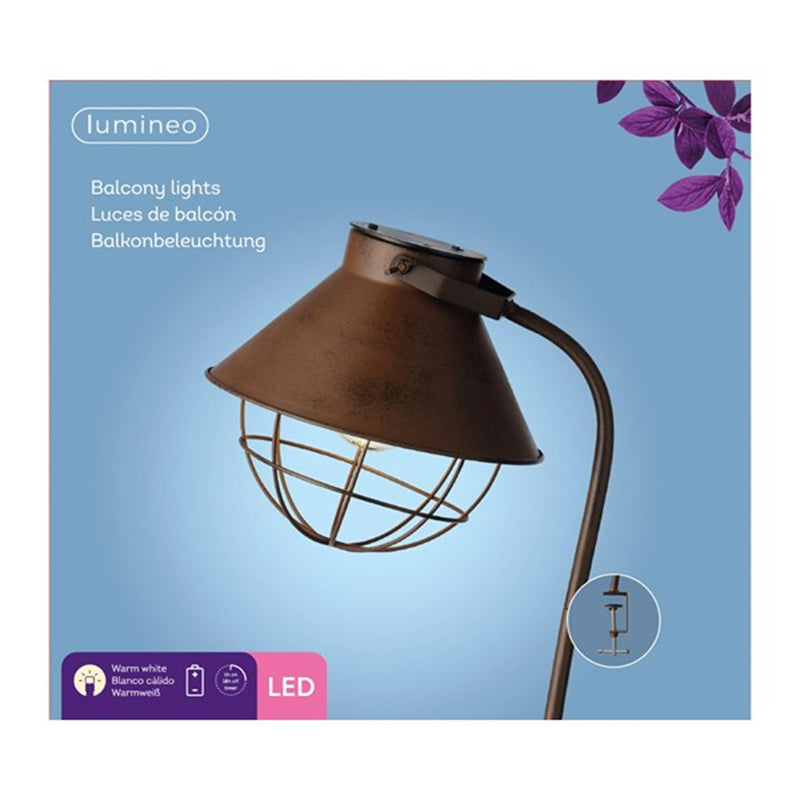 Afbeelding laden in galerijviewer, Lumineo led balkonverlichting metaal ã˜22-h47.5cm op batterij met 6 uurs timer bruin