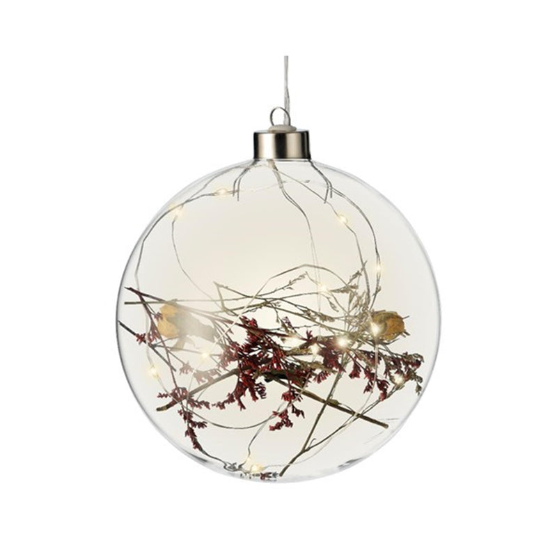 Afbeelding laden in galerijviewer, Lumineo micro led verlichting bal met droogbloemen ã˜14cm op batterij met 6 uurs timer voor binnen gebruik