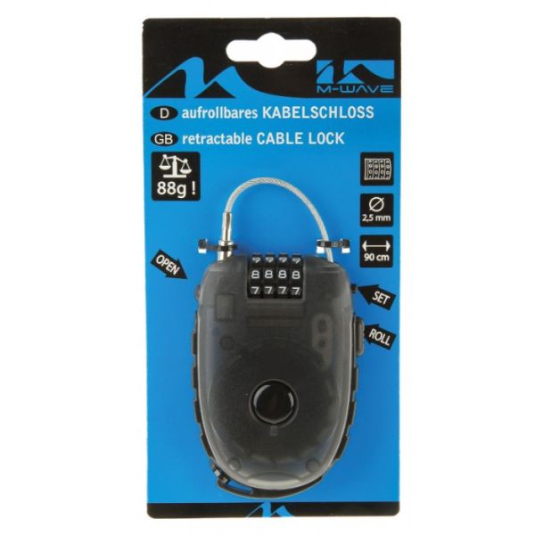 Afbeelding laden in galerijviewer, M-Wave Kabelslot 90 CM - zwart, Lock 'n' Roll 24.9