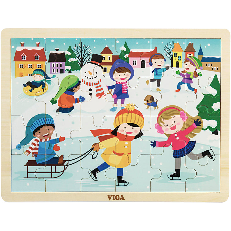 Afbeelding laden in galerijviewer, Https: www.cchobby.nl viga-seizoenen-viga-houten-puzzel-de-seizoenen-winter-afm-30x22-5-cm-24-delen-1-stuk